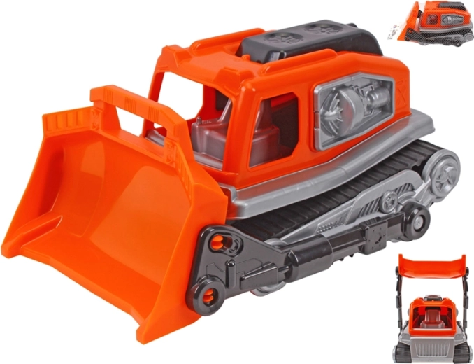 Orange plastic bulldozer for kids 31 cm