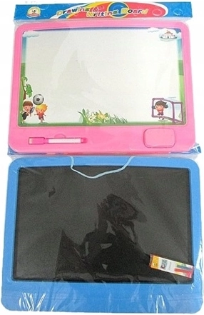 Double-sided children's board for drawing and writing with marker and chalk