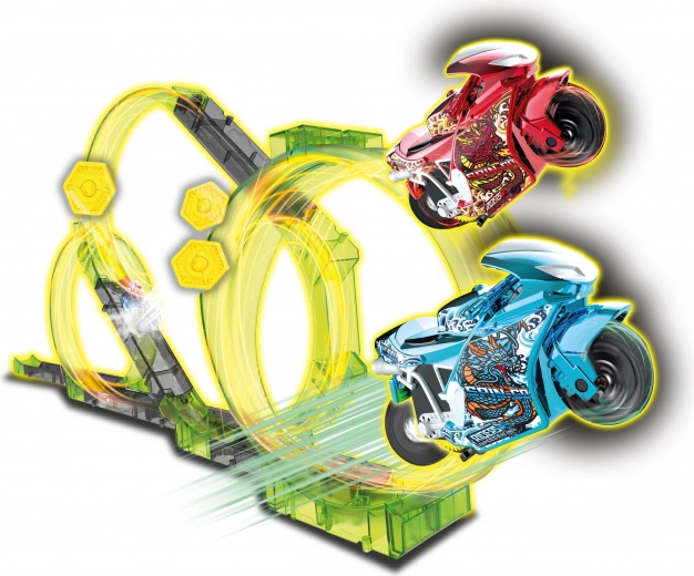 Spin and Build Deluxe trase ar diviem motocikliem