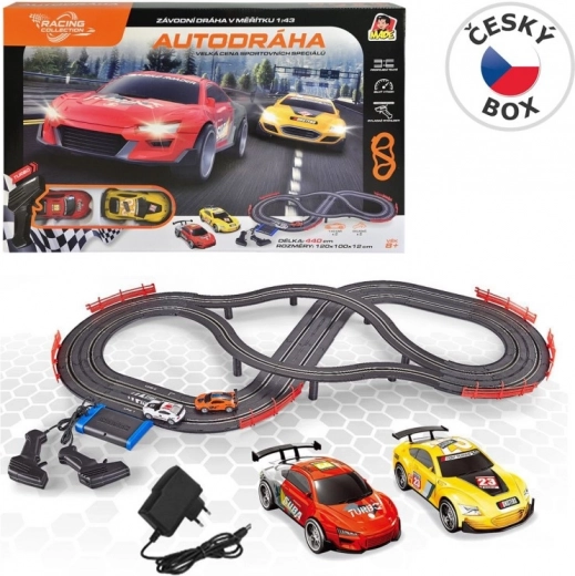 Automašīnu trase Racing Collection ar 2 auto un kontrolieriem, trases garums 440 cm