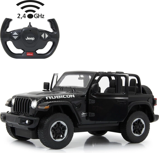 Jamara Jeep Wrangler JL RC auto 1:14 melns 2,4 GHz ar atveramām durvīm