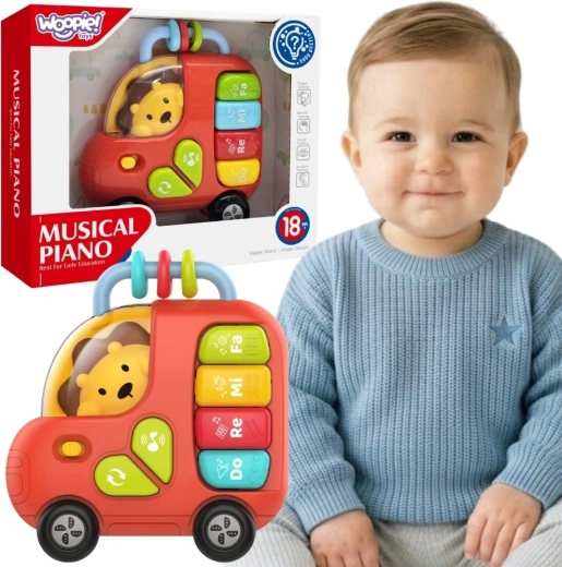 Woopie baby interactive piano bus with lion, sounds and lights