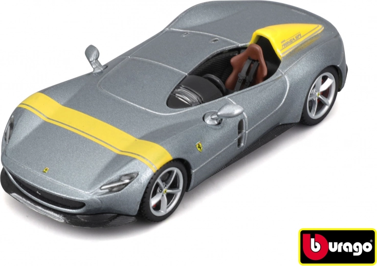 Metāla automašīnas modelis 1:43 BBURAGO Ferrari Monza SP1 sudraba/dzeltena