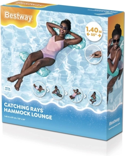 Inflatable water hammock with soft supports and mesh