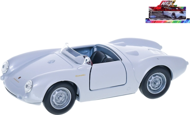 Welly Porsche 550 Spyder sudraba krāsas metāla automašīnas modelis, 12 cm