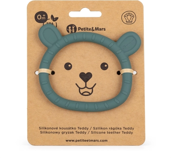 Silikona graužamriņķis Petite&Mars teddy misty green