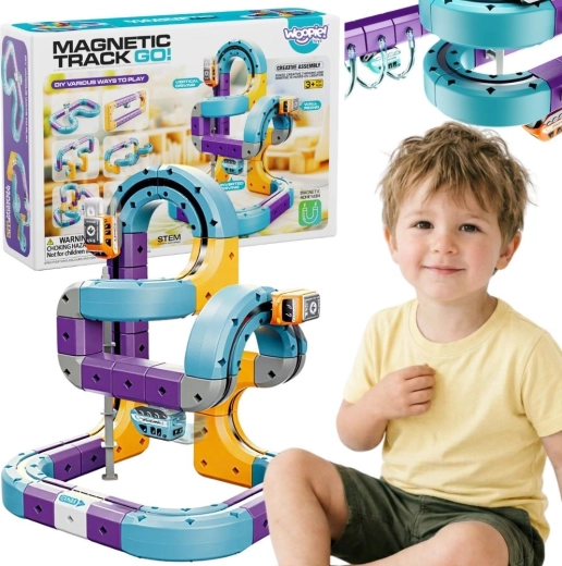 WOOPIE magnetic train track with magnetic attraction effect, 54 pieces