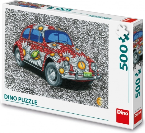 Gleznota puzle auto ar ziedu motīvu 500 gabali