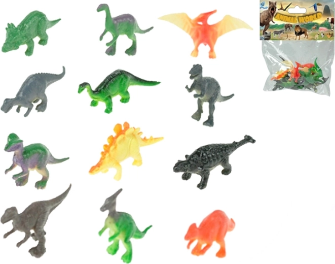 Dinozauru figūriņu komplekts 5 cm, 12 veidi, 12 gab. maisiņā