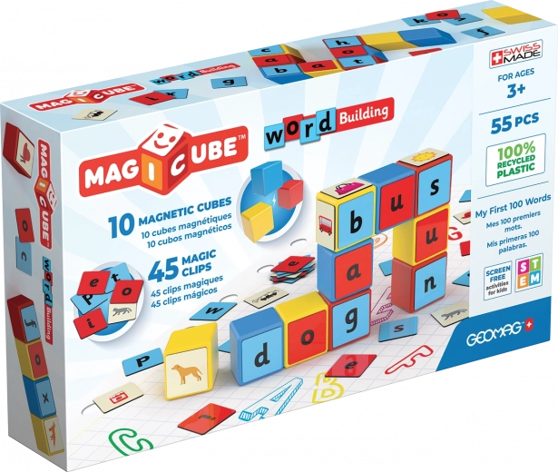 Geomag Magicube Words izglītojošs magnētiskais konstruktors 55 detaļas