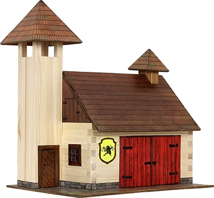 Koka līmējamais būvkomplekts HOBBY KITS – ugunsdzēsēju depo 1:32