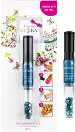 Light Blue Nail Polish and Glitter Lukky