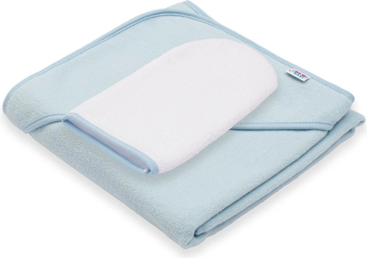 Children's terry hooded towel NEW BABY BASIC 80 × 80 cm blue