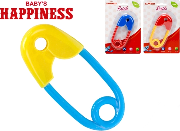 Grabuli drošības piespraudes formā 12 cm Baby’s Happiness, 3 krāsas, no 0 mēnešiem