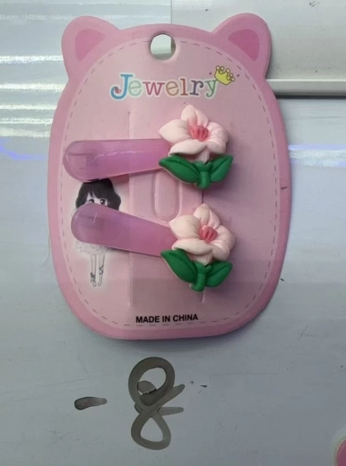 Hair Clips Pink Flowers Set