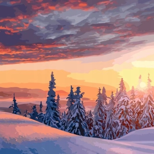 Diamond Painting – View of a Snowy Winter Landscape 30 × 40 cm