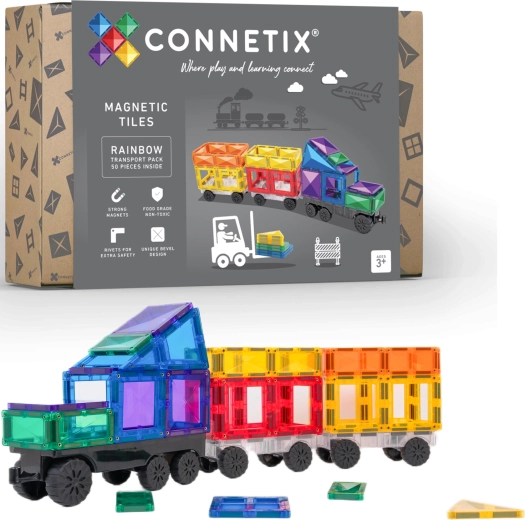 Connetix Rainbow Transport Pack magnētiskais konstruktors 50 detaļas