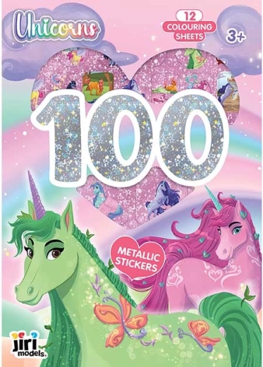 Metāliskas uzlīmes un krāsojamās lapas vienradži (100+ gab.)