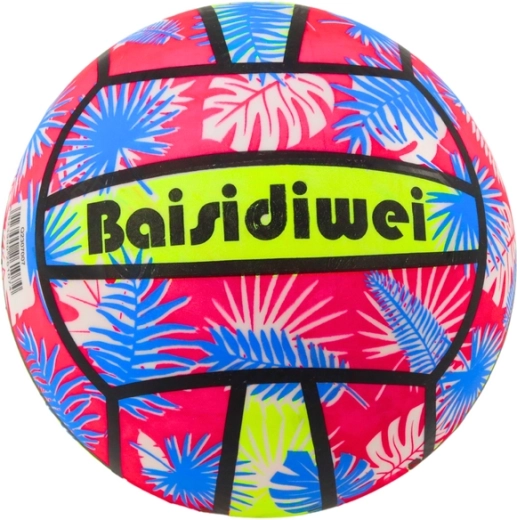 Gumijas bumba ar lapu motīvu, rozā–zila 24 cm