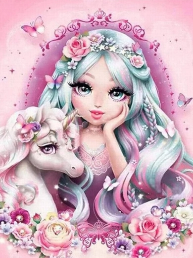 Gleznošana pēc numuriem – princese un vienradzis 40 × 50 cm