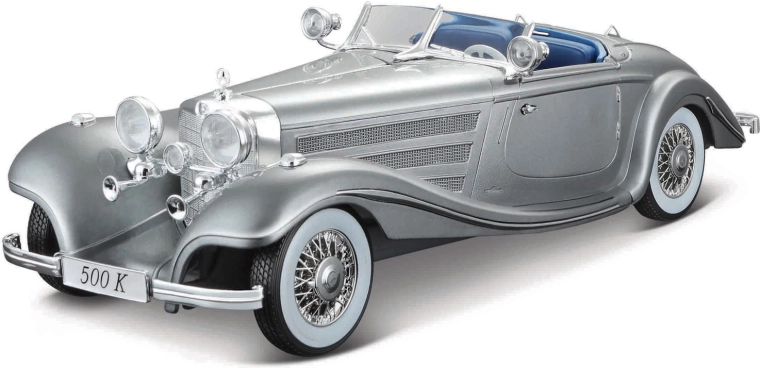 Maisto Mercedes-Benz 500 K tipa Specialroadster 1:18 pelēks metāla modelis