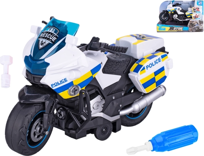 Police Screw-Together Motorcycle with Flywheel 22 cm