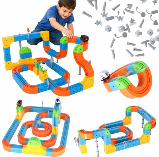 Magnetic Construction Blocks – Racing and Train Track (140 Pieces)