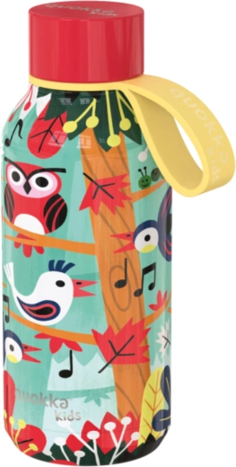 Stainless steel insulated bottle Quokka Kids Solid Birds with carrying loop 330 ml
