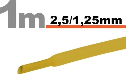 Dzeltena termiski sarūkoša caurulīte 2,5/1,25 mm