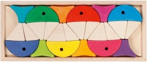 Wooden sorting game for colors and shapes with fish (24 pieces)