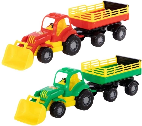 Traktors ar priekšējo iekrāvēju un piekabi Mighty - 1 gab.