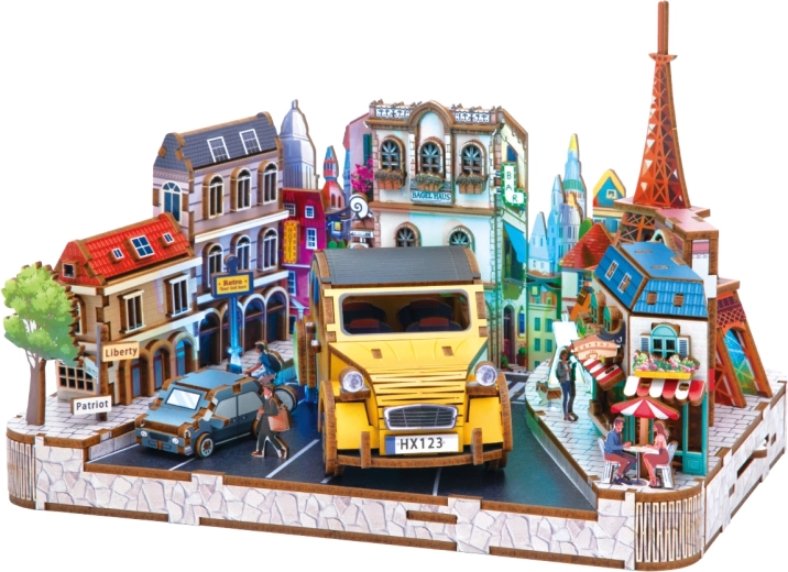 2Kids Toys 3D Wooden Puzzle European Town Miniature Scene