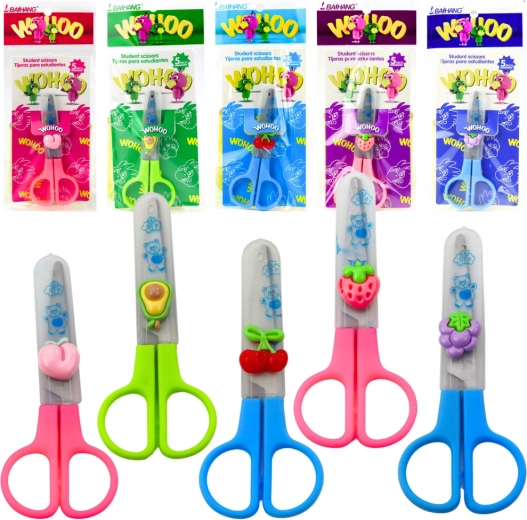 School scissors ambidextrous with protective cover 12 cm