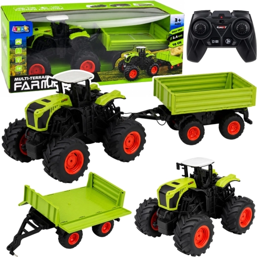 Remote-controlled tractor with tipping trailer 1:16