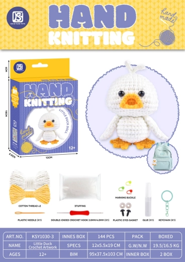 Creative kit for making a yarn plush – duckling