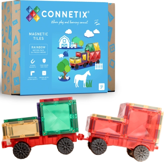Connetix Rainbow Motion Pack magnētiskā konstruktoru komplekts 24 detaļas