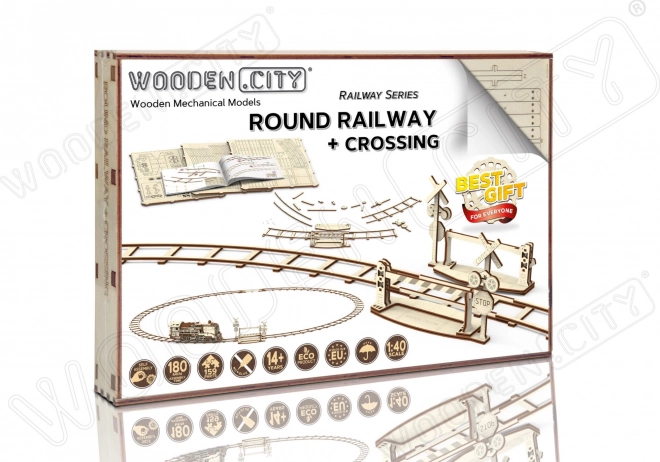 WOODEN CITY 3D puzle apļveida sliedes ar pārbrauktuvi (159 detaļas)