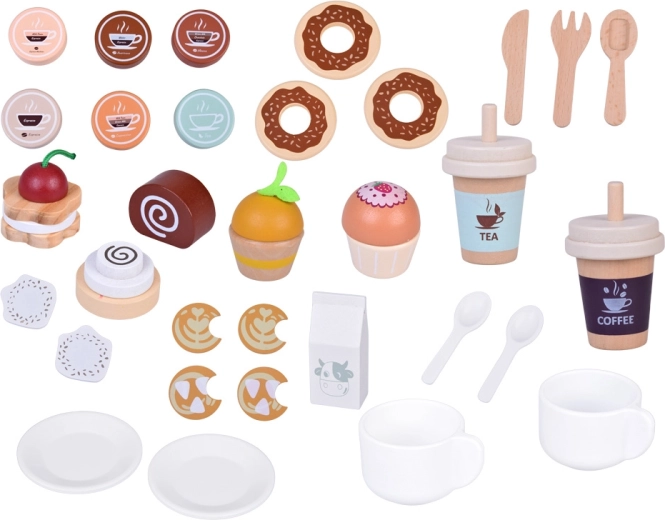 Pilna kafejnīca ar līdzņemamajiem glāzīšu traukiem un pienu