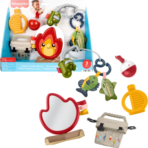 Fisher-Price dāvanu sensorais rotaļlietu komplekts mazulim Biwak Malucha (kempings) – 7 daļas