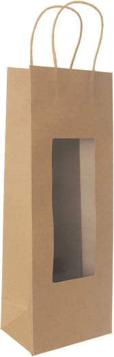 NATURE gift paper wine bag with transparent window 12.5 × 9 × 35 cm