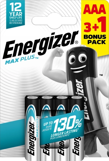 Energizer Max Plus AAA alkaline batteries 3+1 free, 4 pcs