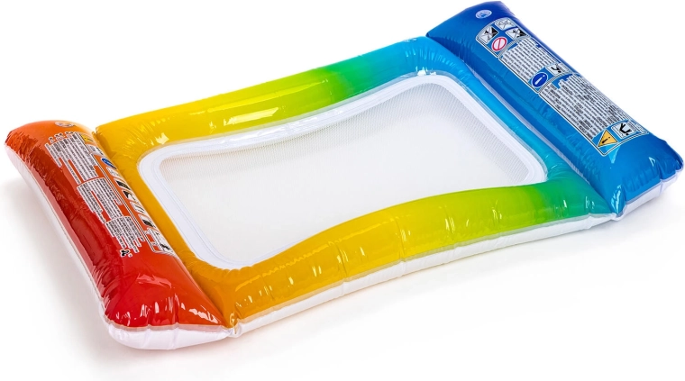 Piepūšamais guļamplosts ar sietu 117 × 76 cm – varavīksnes krāsās