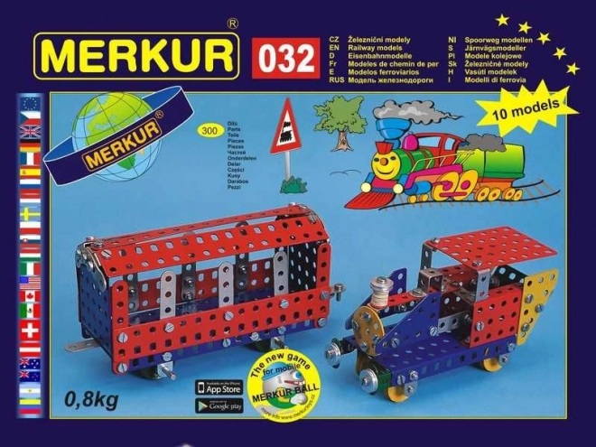 Konstruktoru komplekts Merkur 032 – dzelzceļa modeļi, 10 modeļi, 300 detaļas