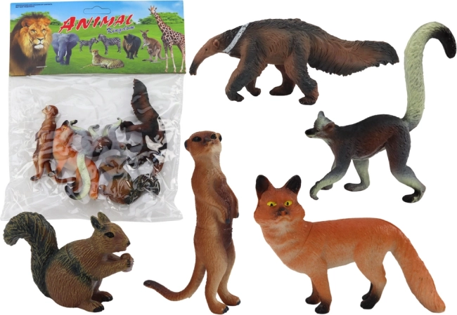 Dzīvnieku figūriņas 5 gab.: vāvere, surikata, skudrulācis, lapsa, lemurs