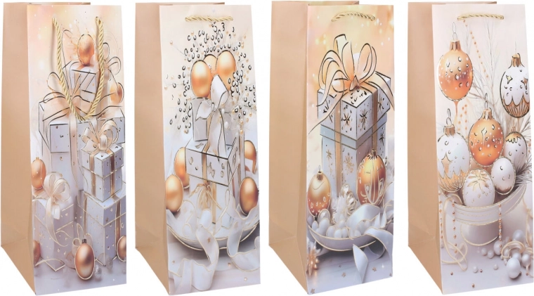 Gift bottle bag Christmas M 12 × 35 × 9 cm