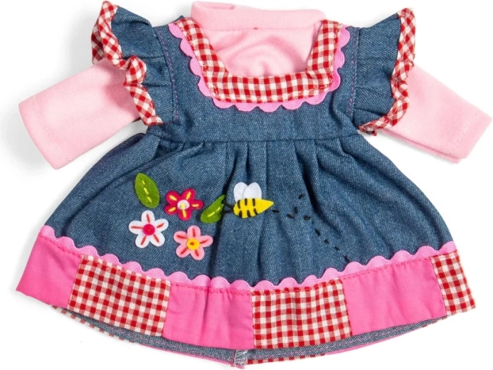Bigjigs Toys džinsu kleita ar rozā apmali lellei 34 cm