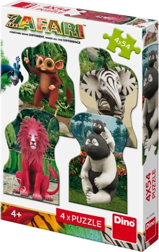 Dino puzzle 4-in-1 Zafari: Zoomba and Friends 4×54 pieces