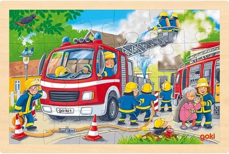 Wooden Puzzle Firefighters 24 Pieces GOKI