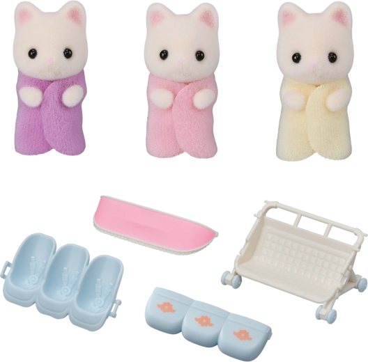 Sylvanian Families Ziedu kaķēnu trīnīši ar ratiņiem