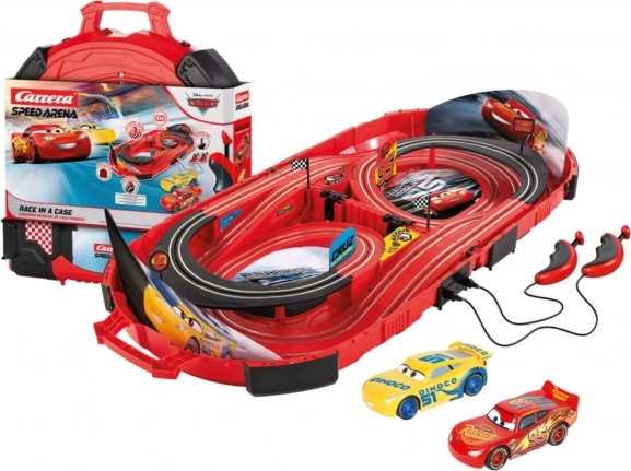 Autotrase Carrera Speed Arena Disney Cars 2,77 m pārnēsājamā koferī